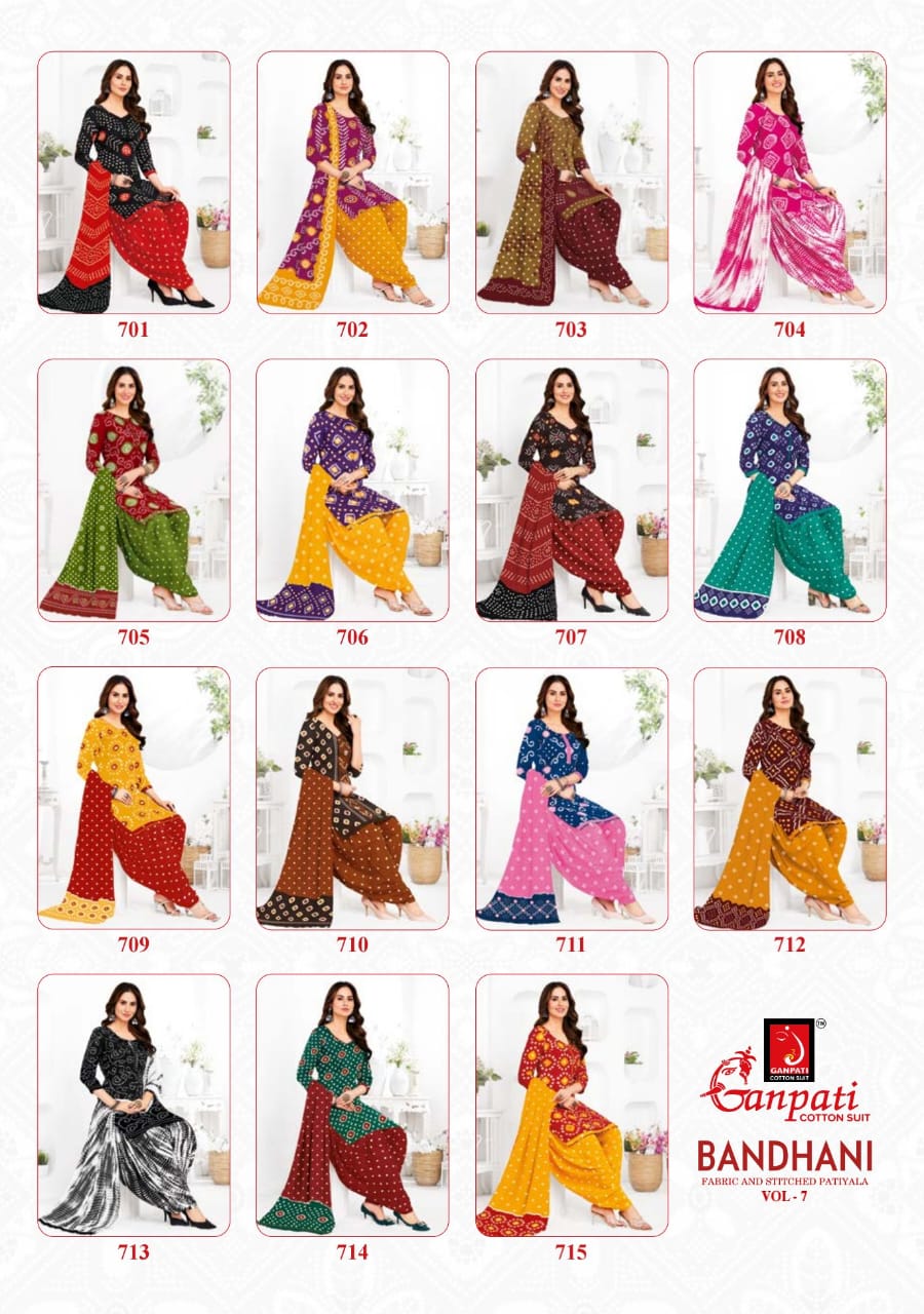 Bandhani Vol 7 By Ganpati Bandhani Printed Cotton Dress Material Wholesale Shop In Surat